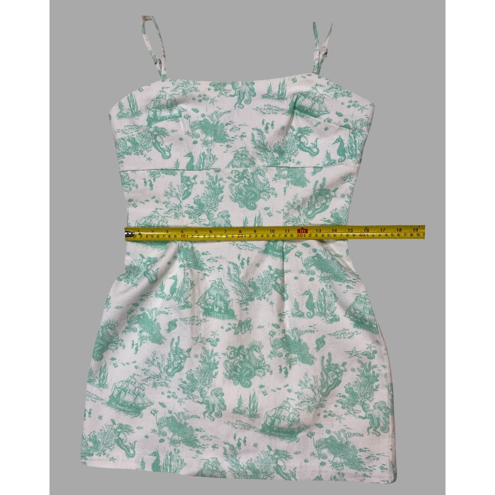 Avec Les Filles Nautical Toile Mermaid Mini Dress Mint Green White Size 10 NEW - Picture 11 of 12